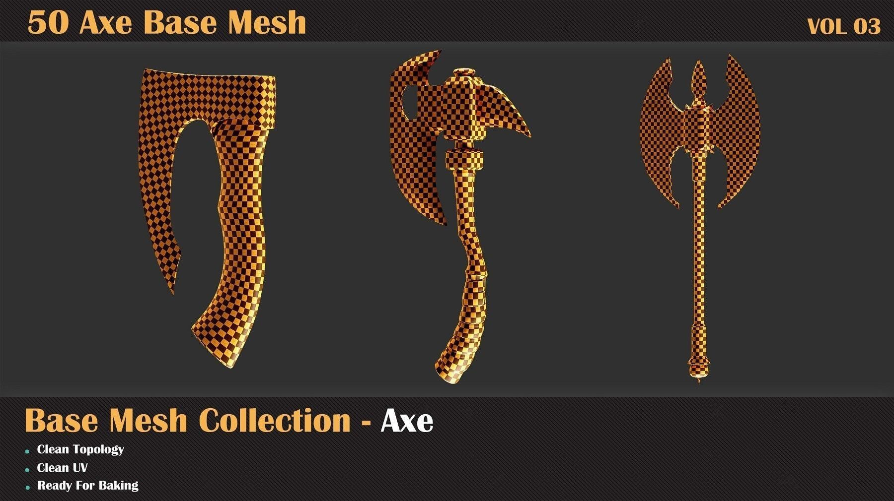 50 Axe Base Mesh - VOL 02 3D model_3