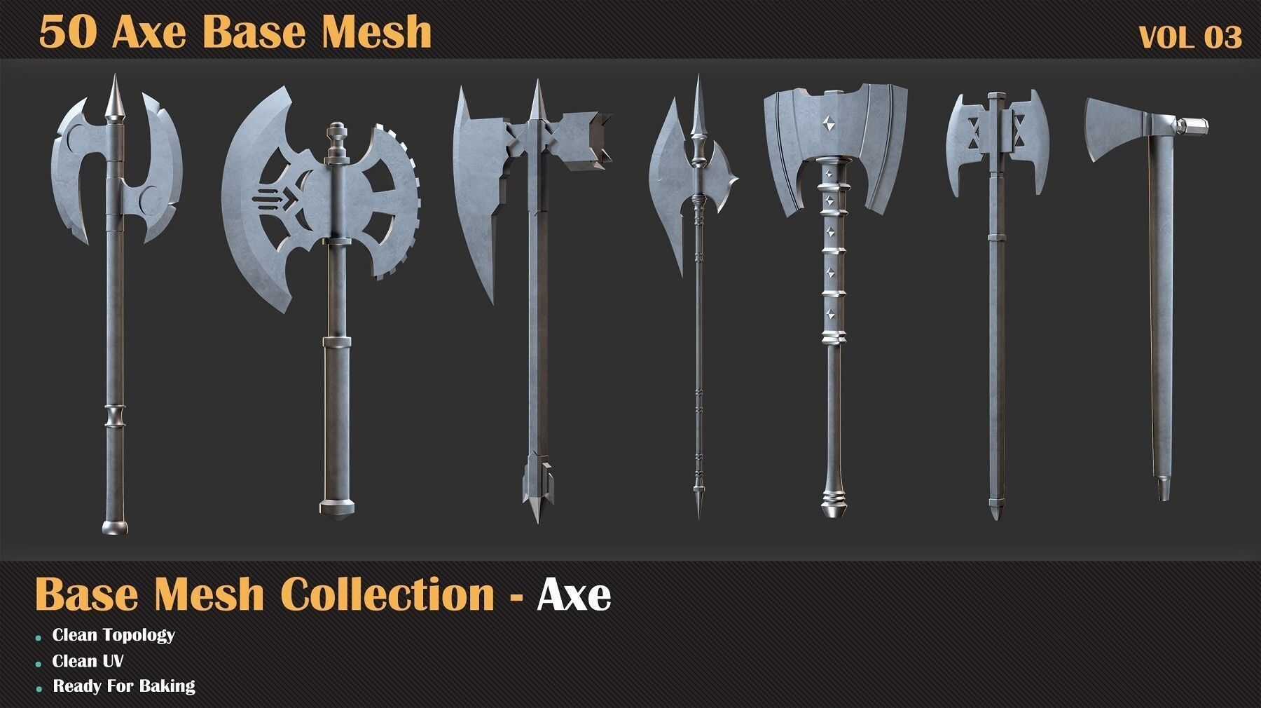 50 Axe Base Mesh - VOL 02 3D model_8