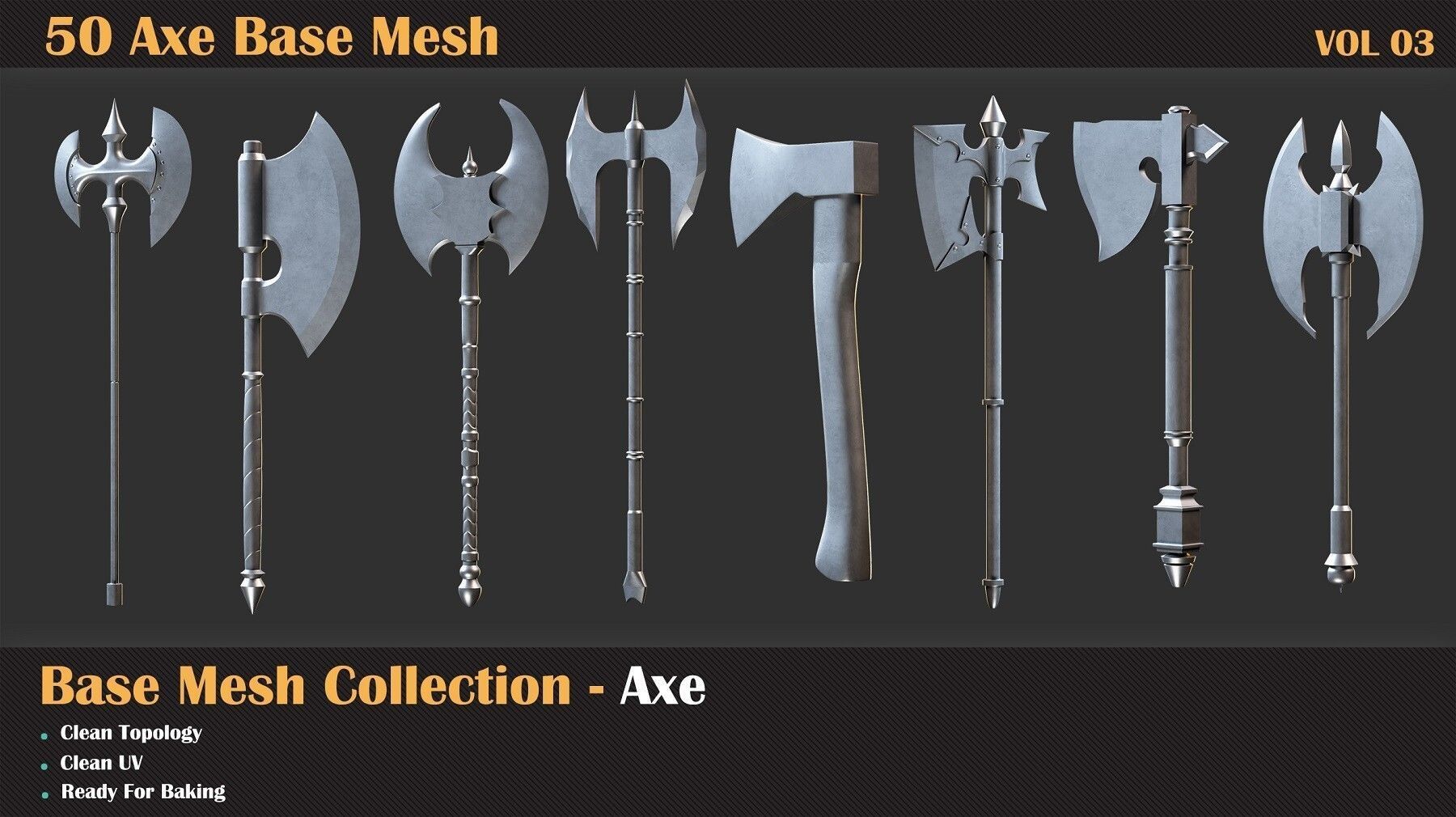 50 Axe Base Mesh - VOL 02 3D model_6