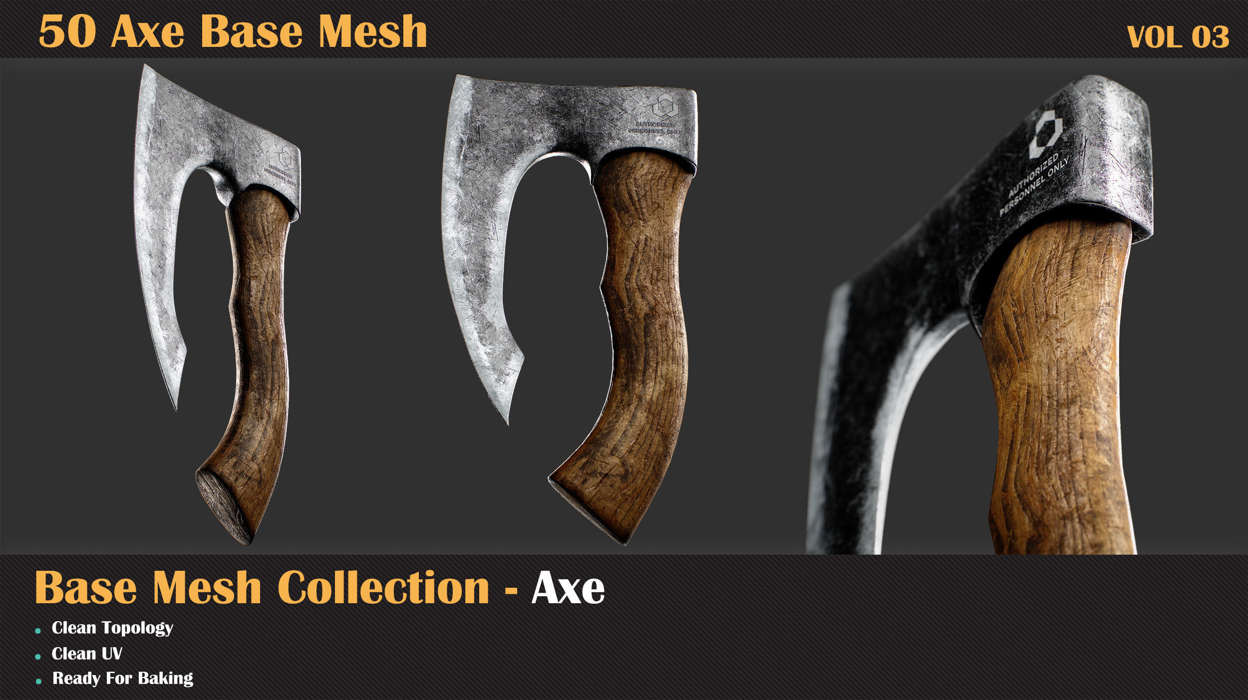 50 Axe Base Mesh - VOL 02 3D model_1