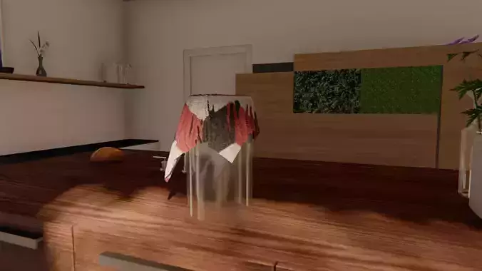 jar01 living room with vase on table 3D model