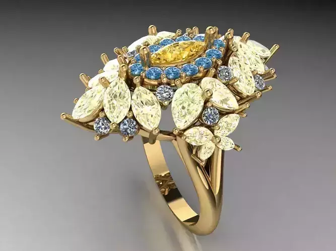 Ring with multi-colored stone  512