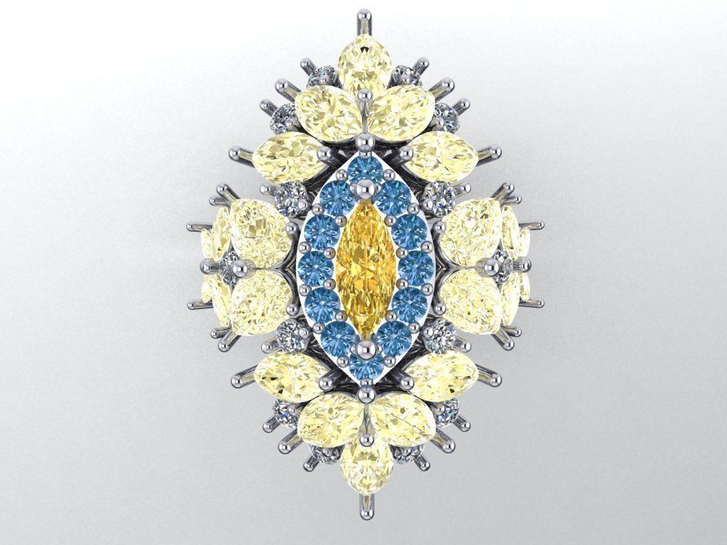 Ring with multi-colored stone  512 3D print model_3