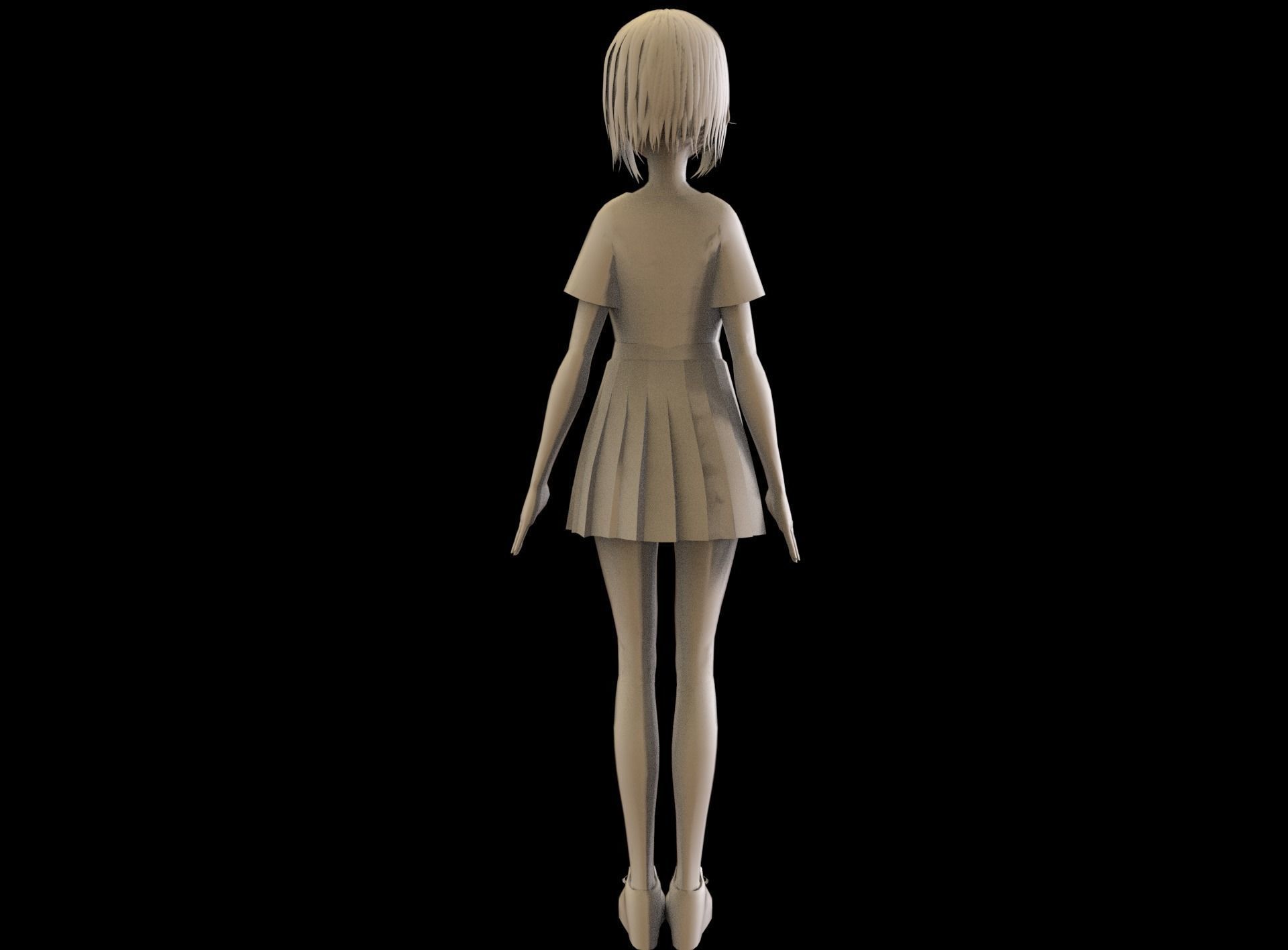 game ready Low Poly Anime Character 3 Low-poly 3D model_9