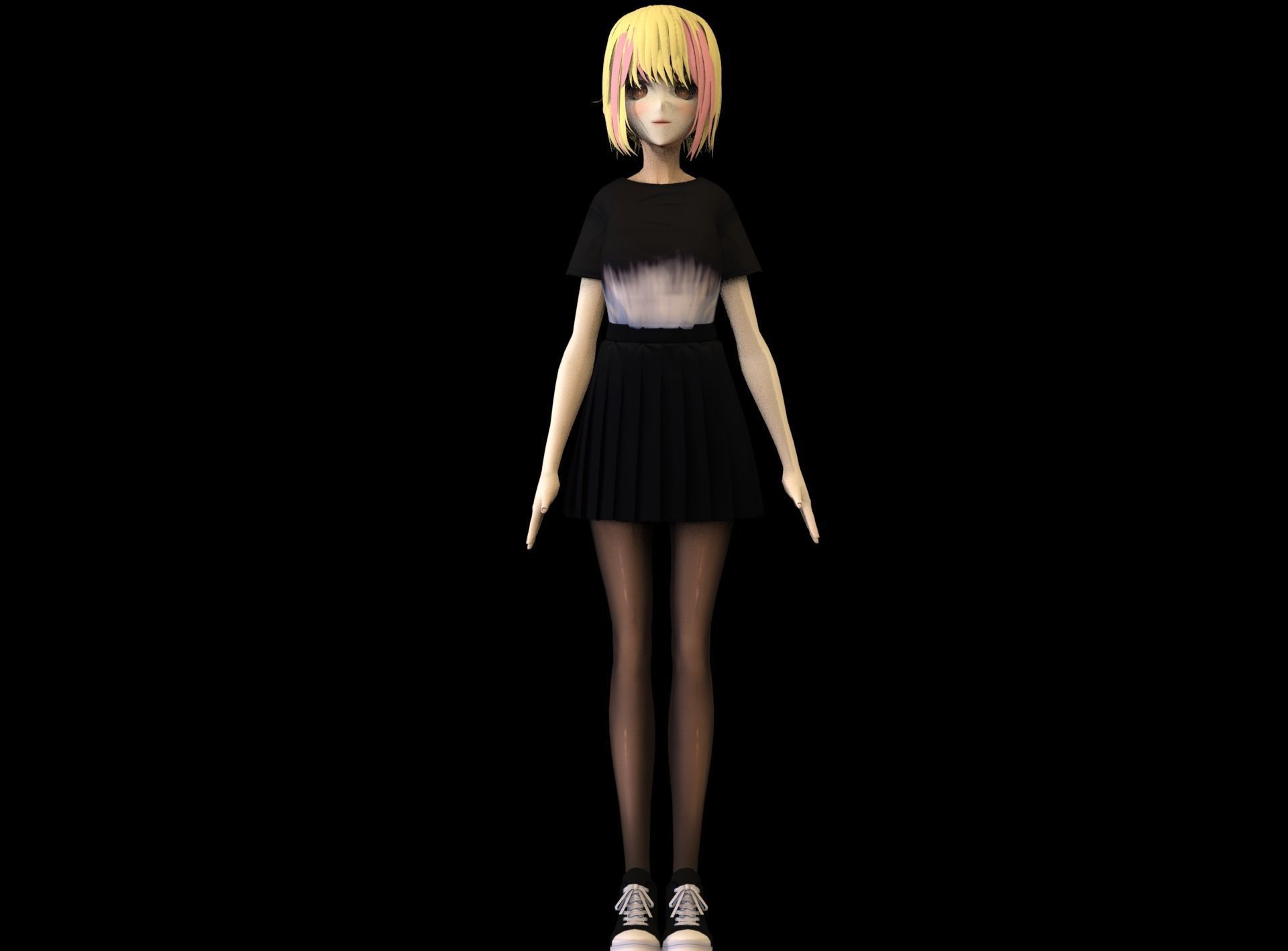 game ready Low Poly Anime Character 3 Low-poly 3D model_1