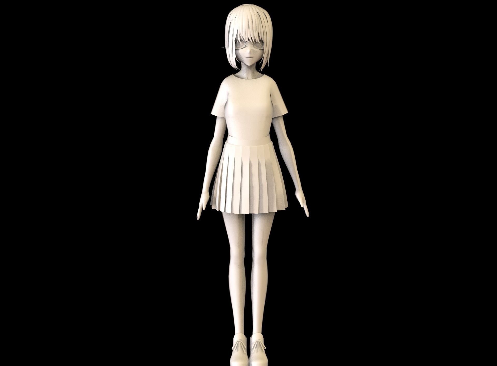 game ready Low Poly Anime Character 3 Low-poly 3D model_6