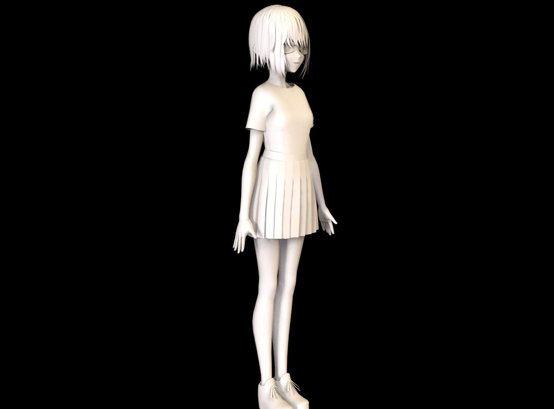game ready Low Poly Anime Character 3 Low-poly 3D model_7