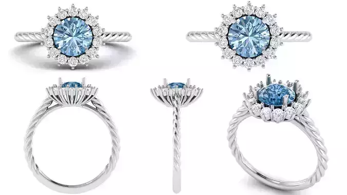 Round Twisted Ribbon Engagement Ring 