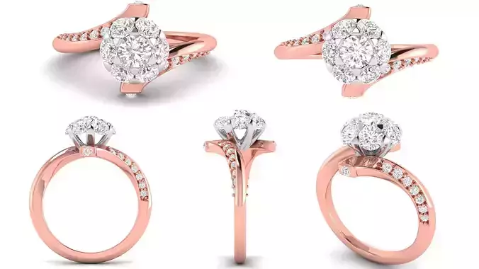 Diamond Cluster Flower Ring 