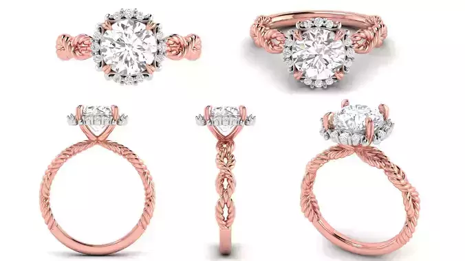 Spiral Knot Engagement Ring 