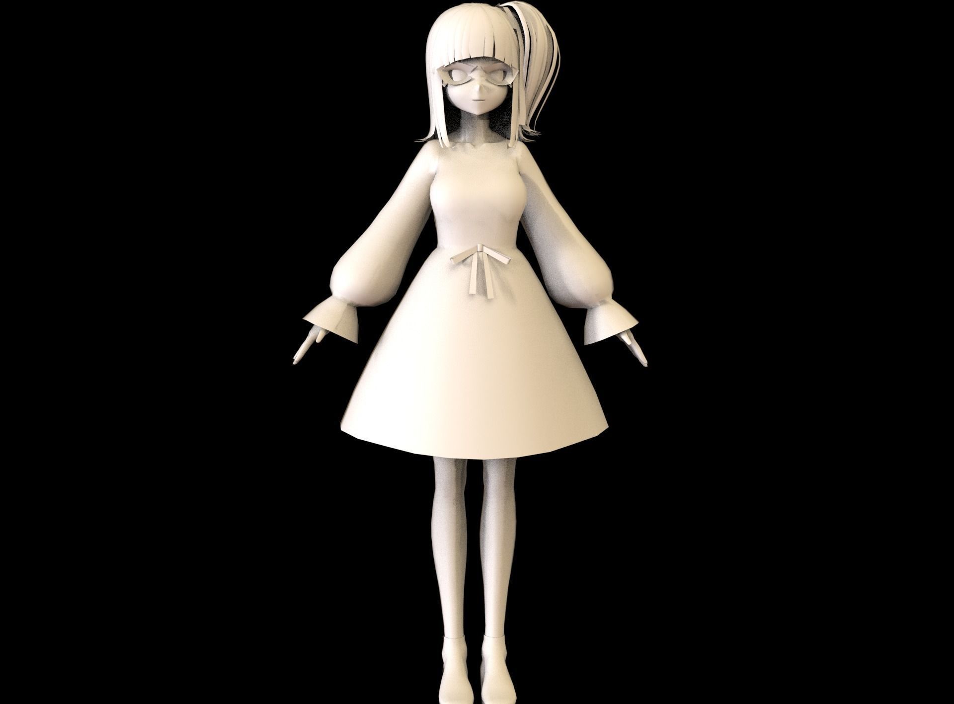 game ready Low Poly Anime Character 4 Low-poly 3D model_6