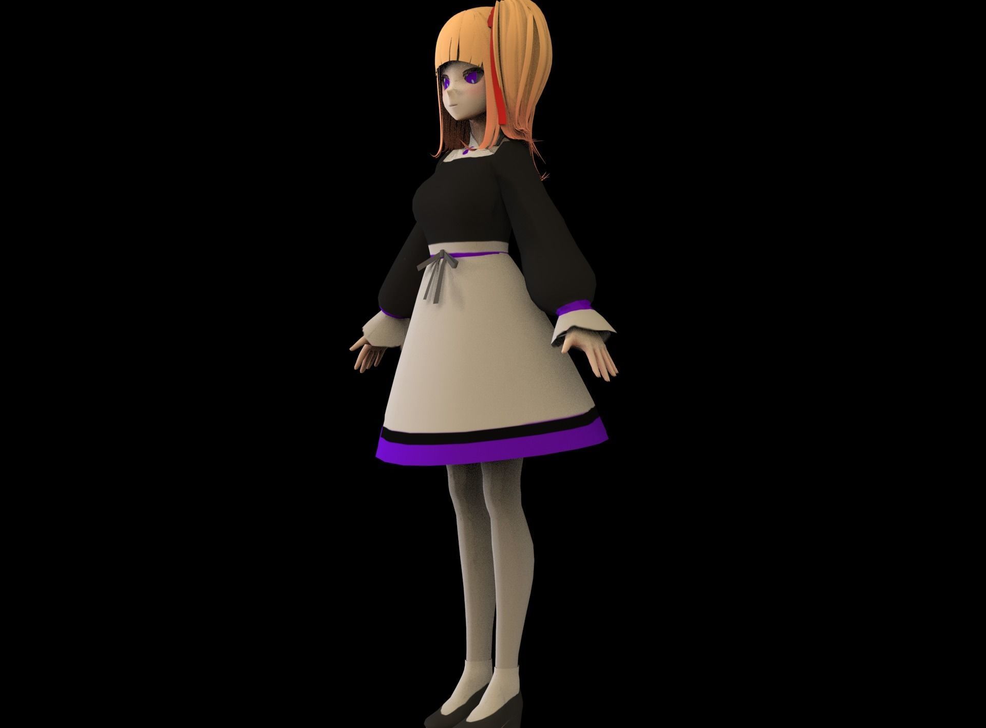 game ready Low Poly Anime Character 4 Low-poly 3D model_5
