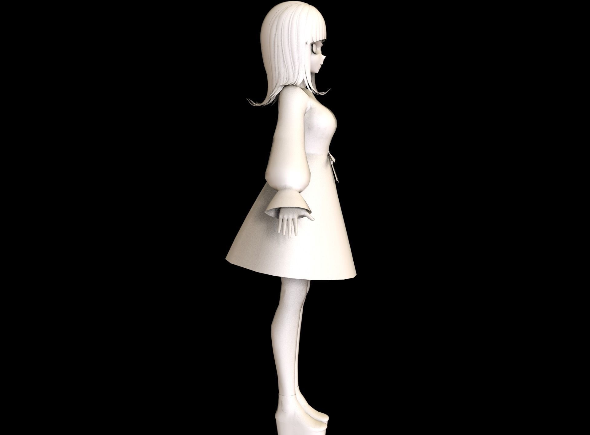 game ready Low Poly Anime Character 4 Low-poly 3D model_8