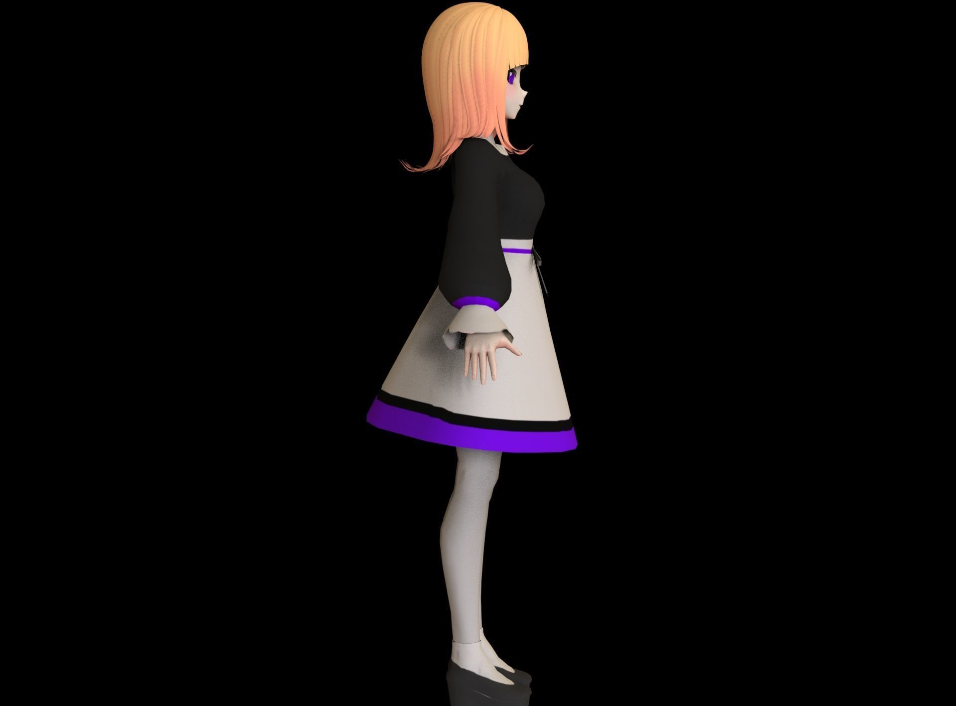 game ready Low Poly Anime Character 4 Low-poly 3D model_3