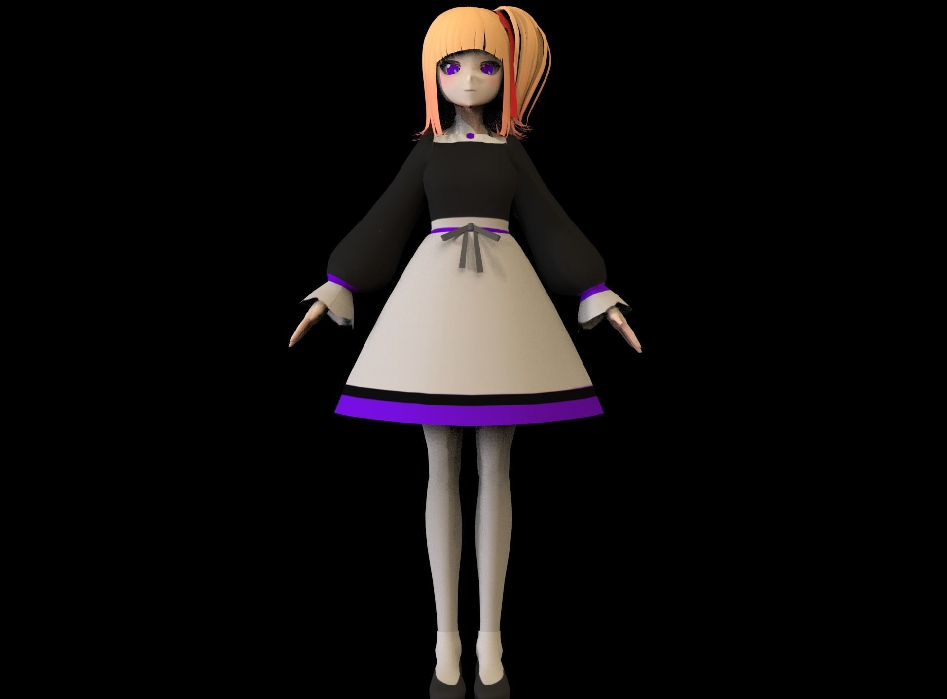 game ready Low Poly Anime Character 4 Low-poly 3D model_1