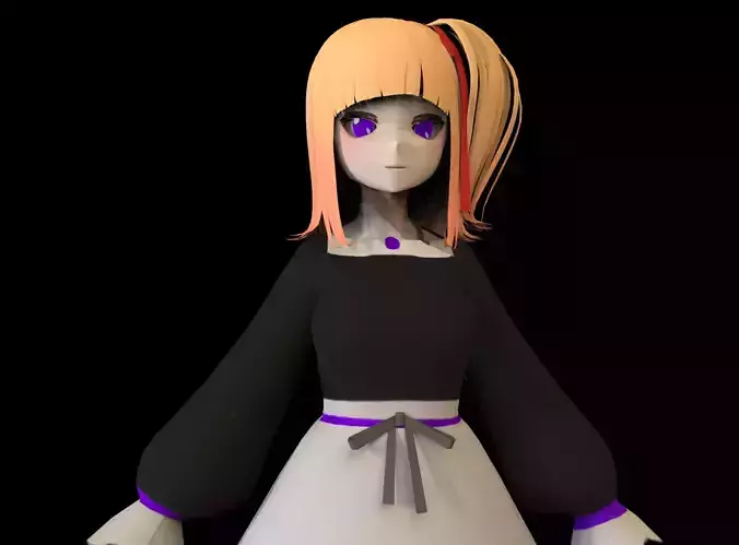 game ready Low Poly Anime Character 4 Low-poly 3D model