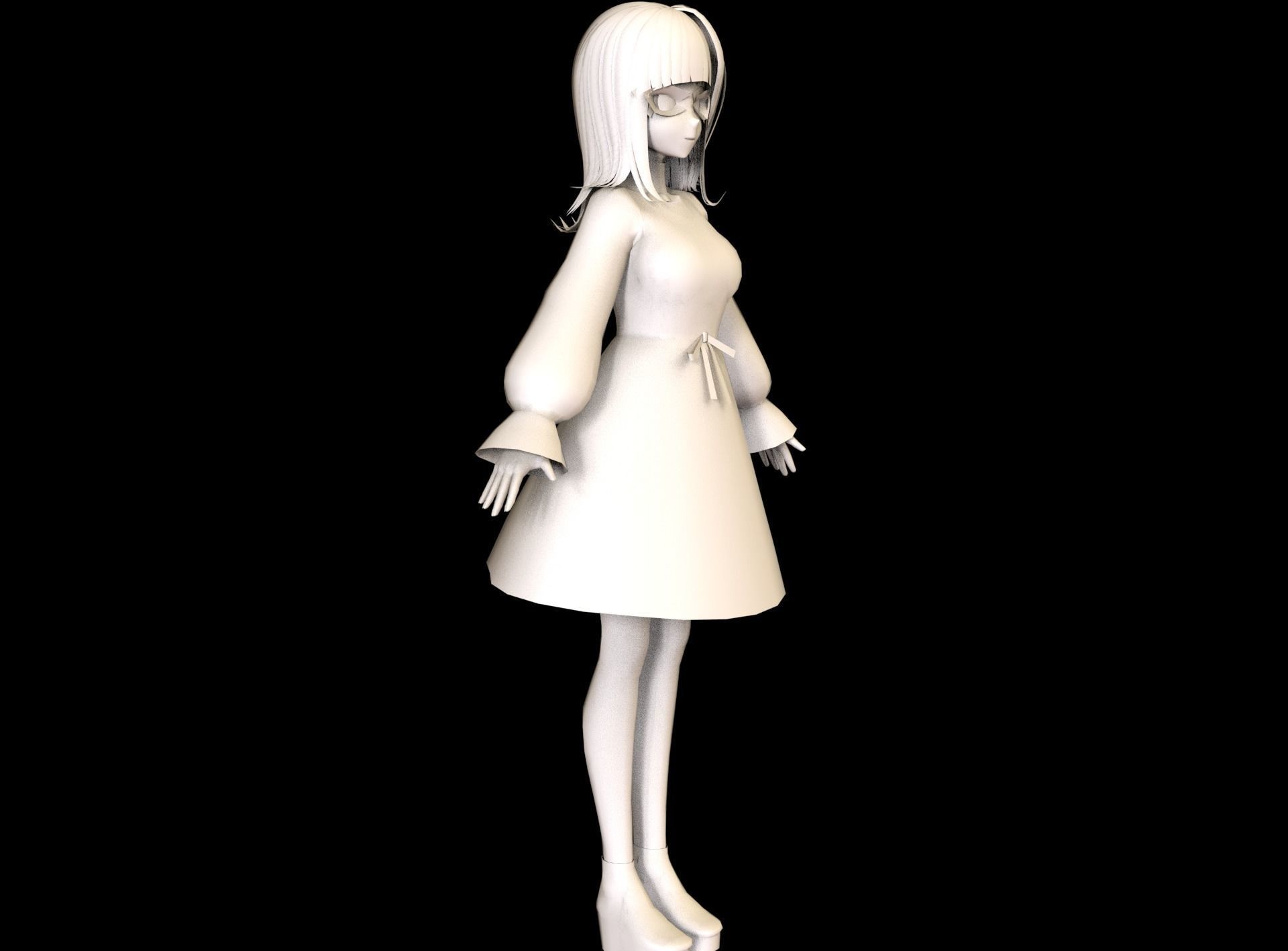 game ready Low Poly Anime Character 4 Low-poly 3D model_7