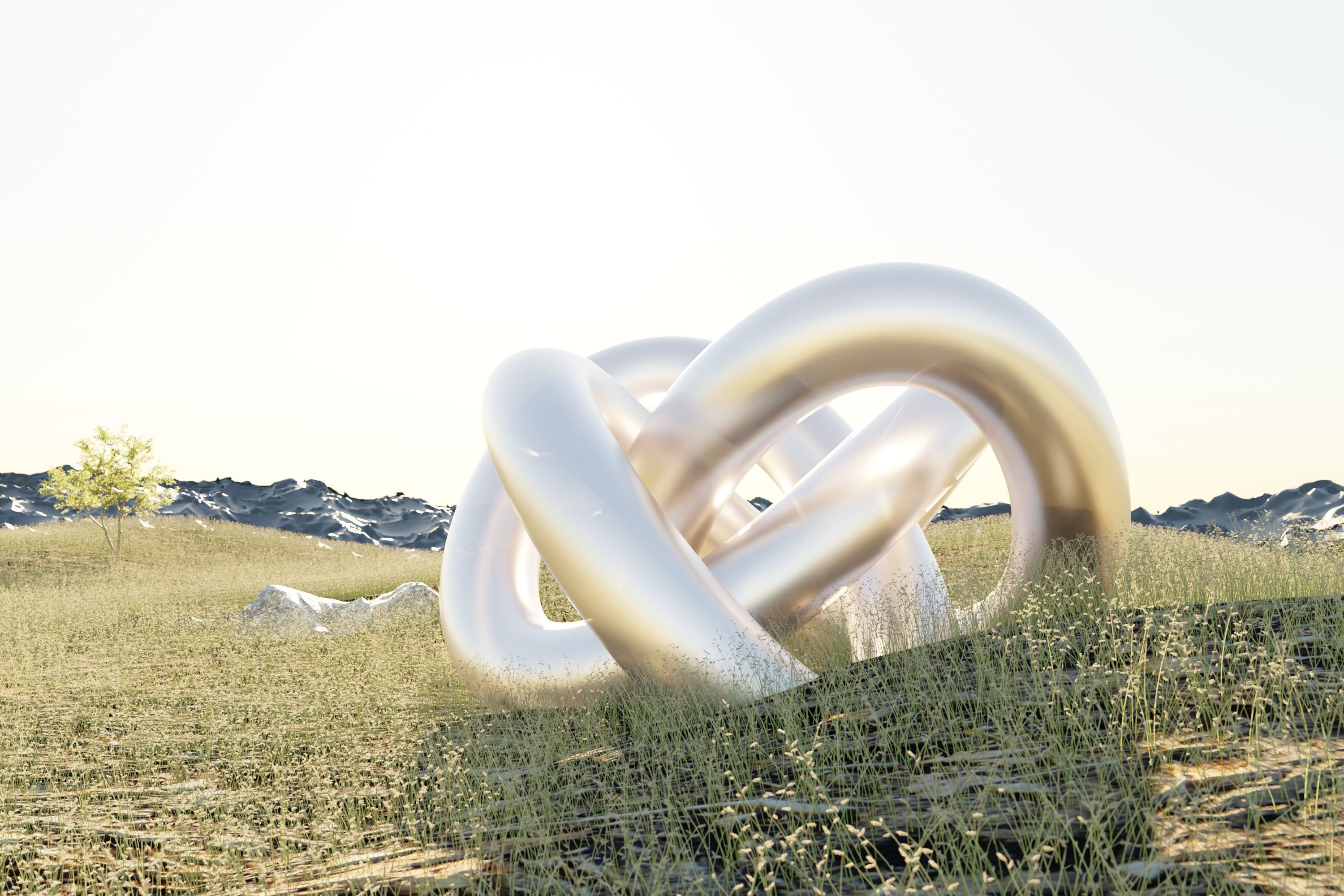 Super Torus Knot Sculpture Low-poly 3D model_6