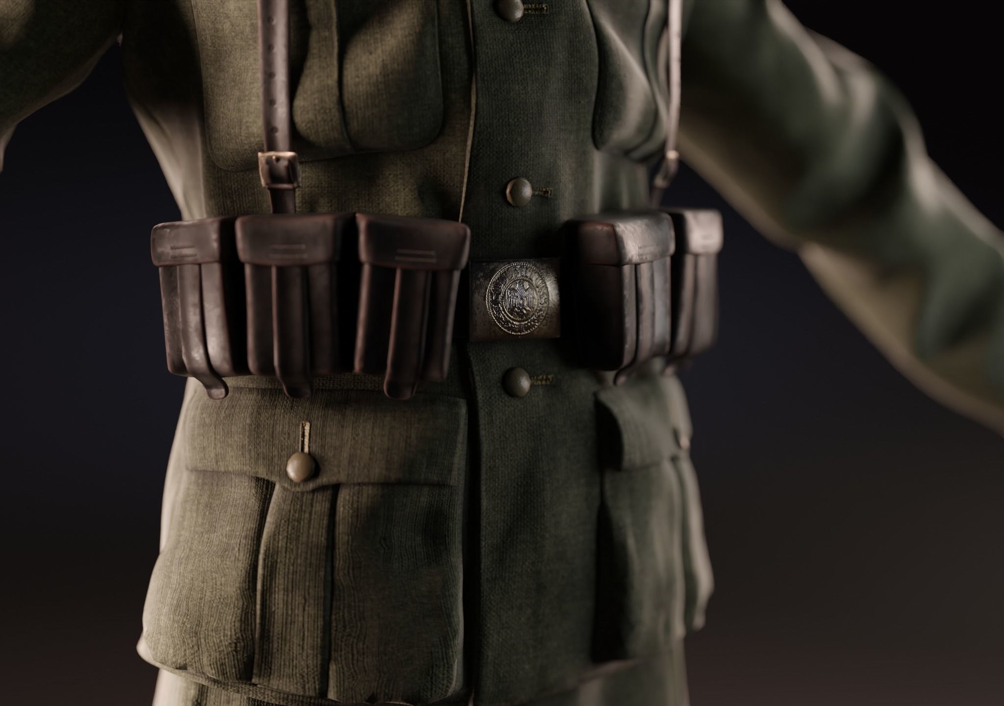 WW2 GERMAN SOLDIER RIGGED-ANIMATED Low-poly 3D model_7