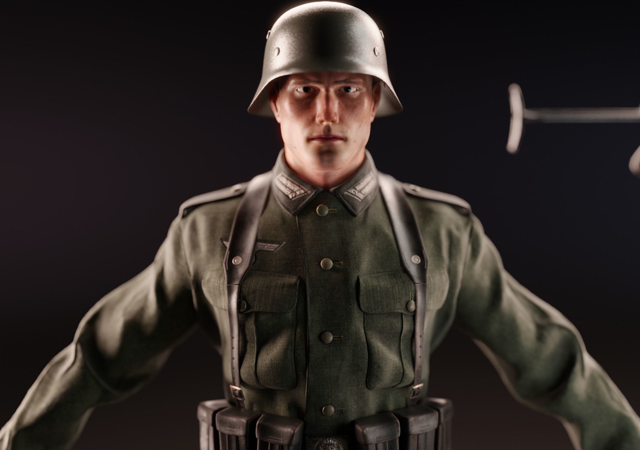 WW2 GERMAN SOLDIER RIGGED-ANIMATED Low-poly 3D model_5