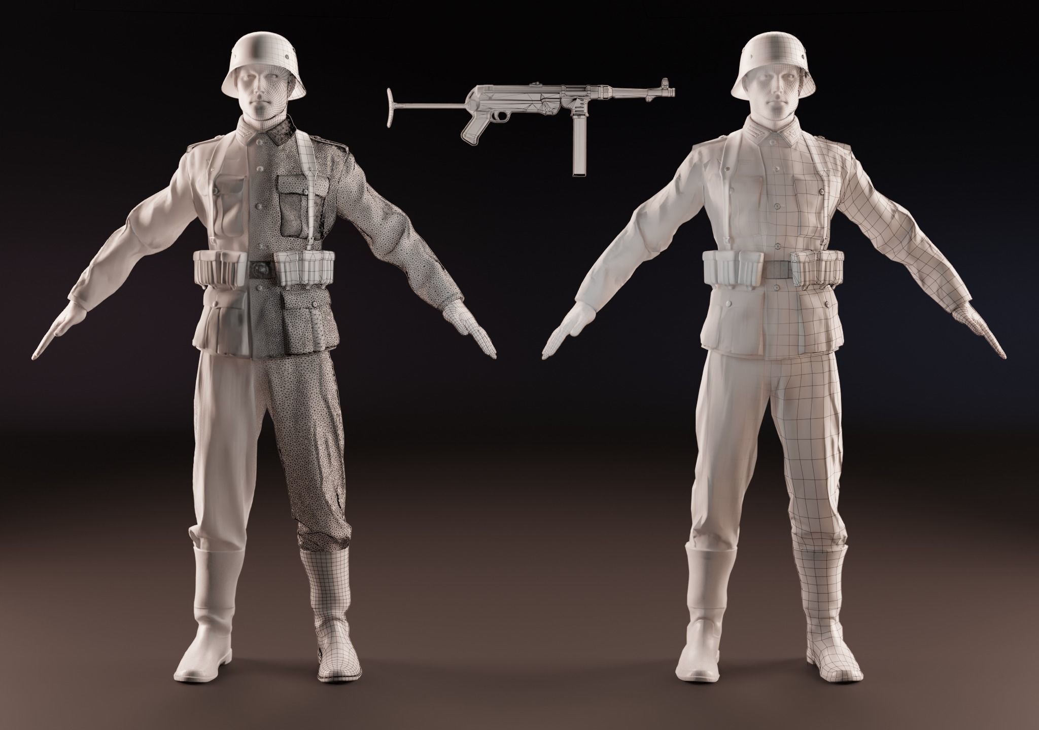 WW2 GERMAN SOLDIER RIGGED-ANIMATED Low-poly 3D model_19