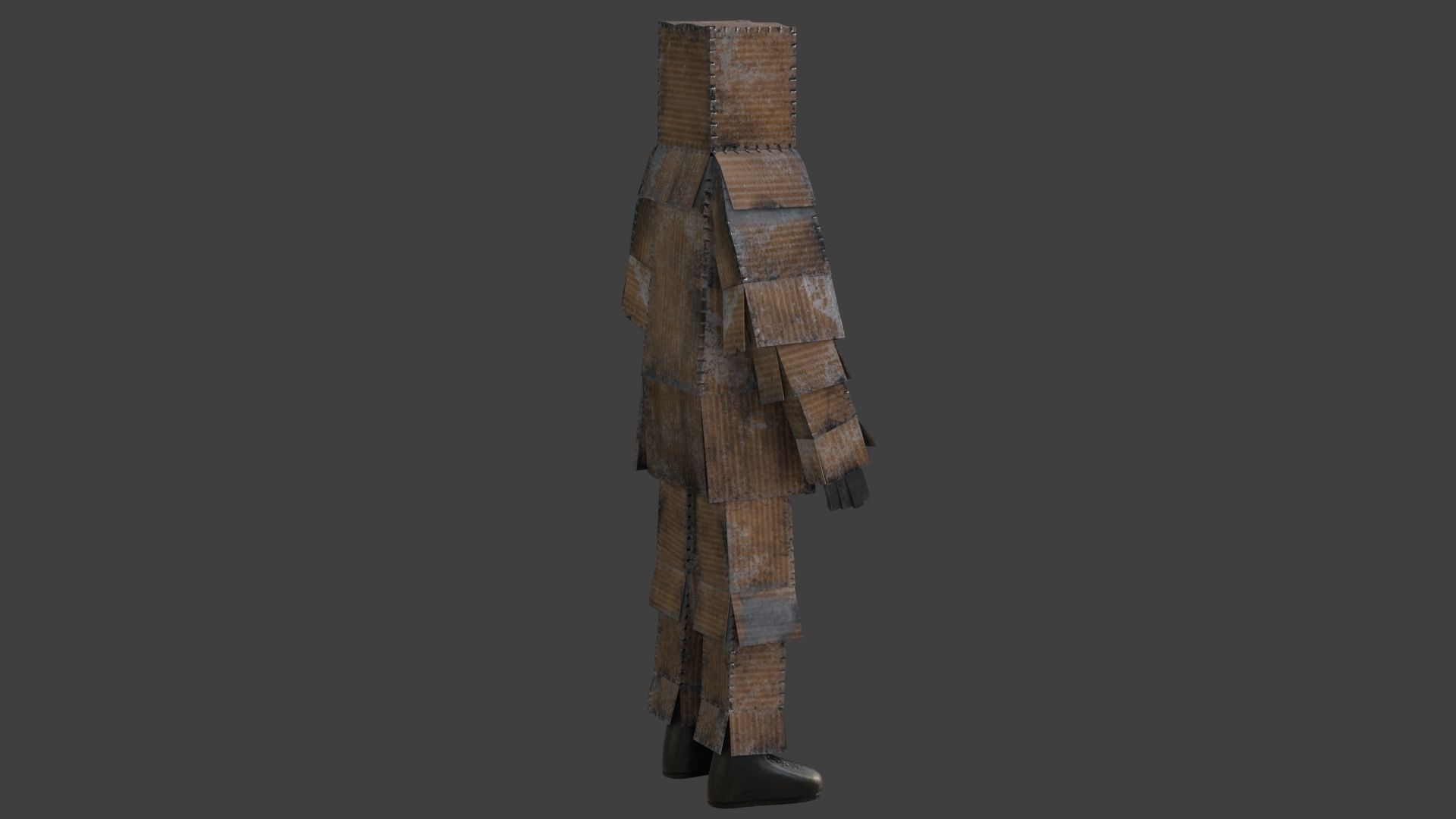 Worn out lonely box man  Low-poly 3D model_10
