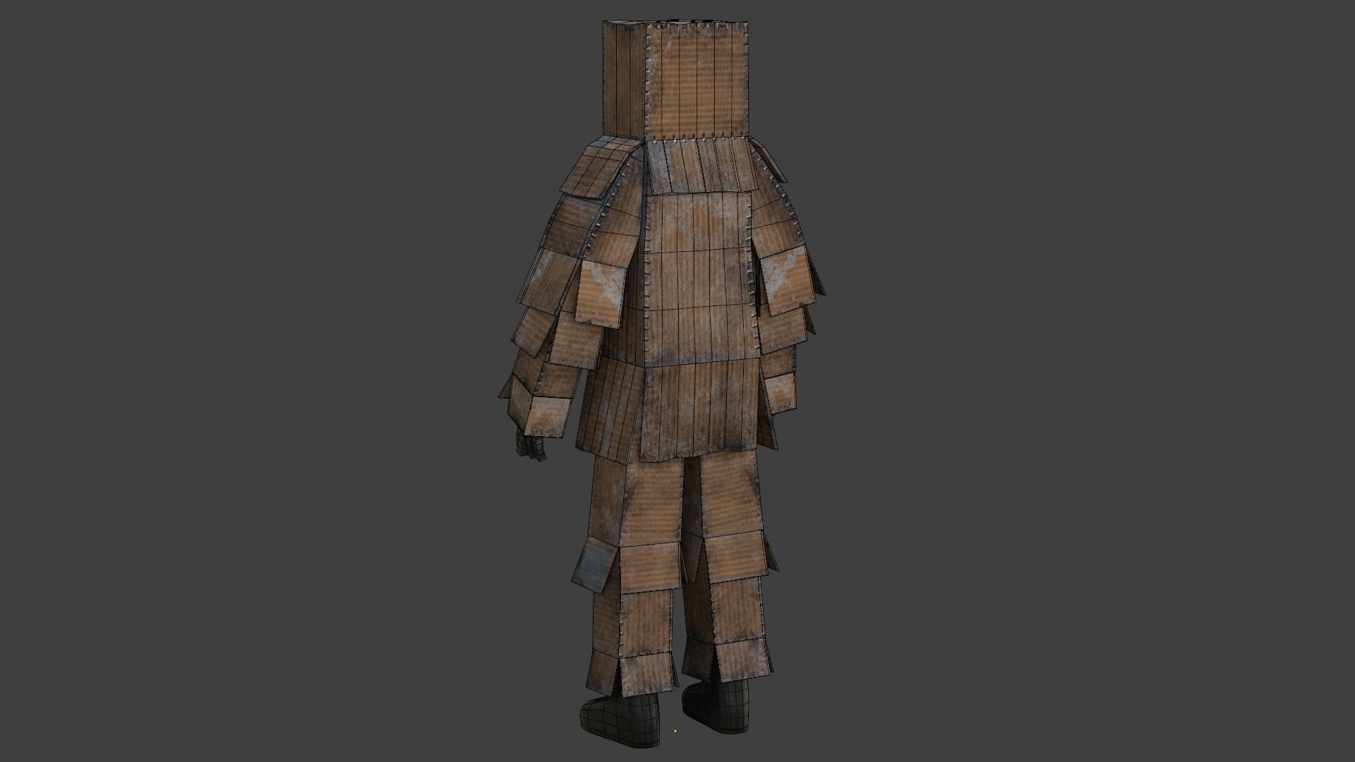 Worn out lonely box man  Low-poly 3D model_40