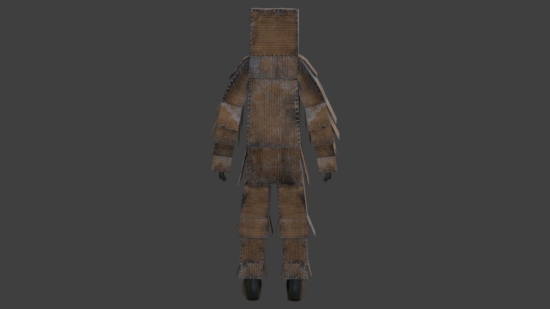 Worn out lonely box man  Low-poly 3D model_14