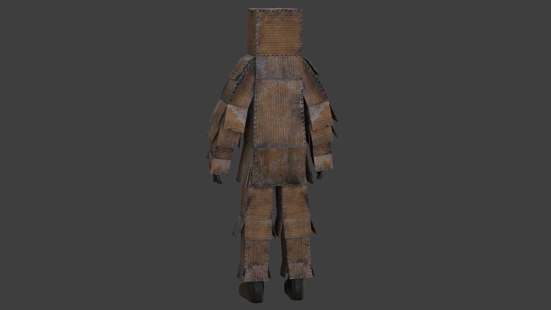 Worn out lonely box man  Low-poly 3D model_15