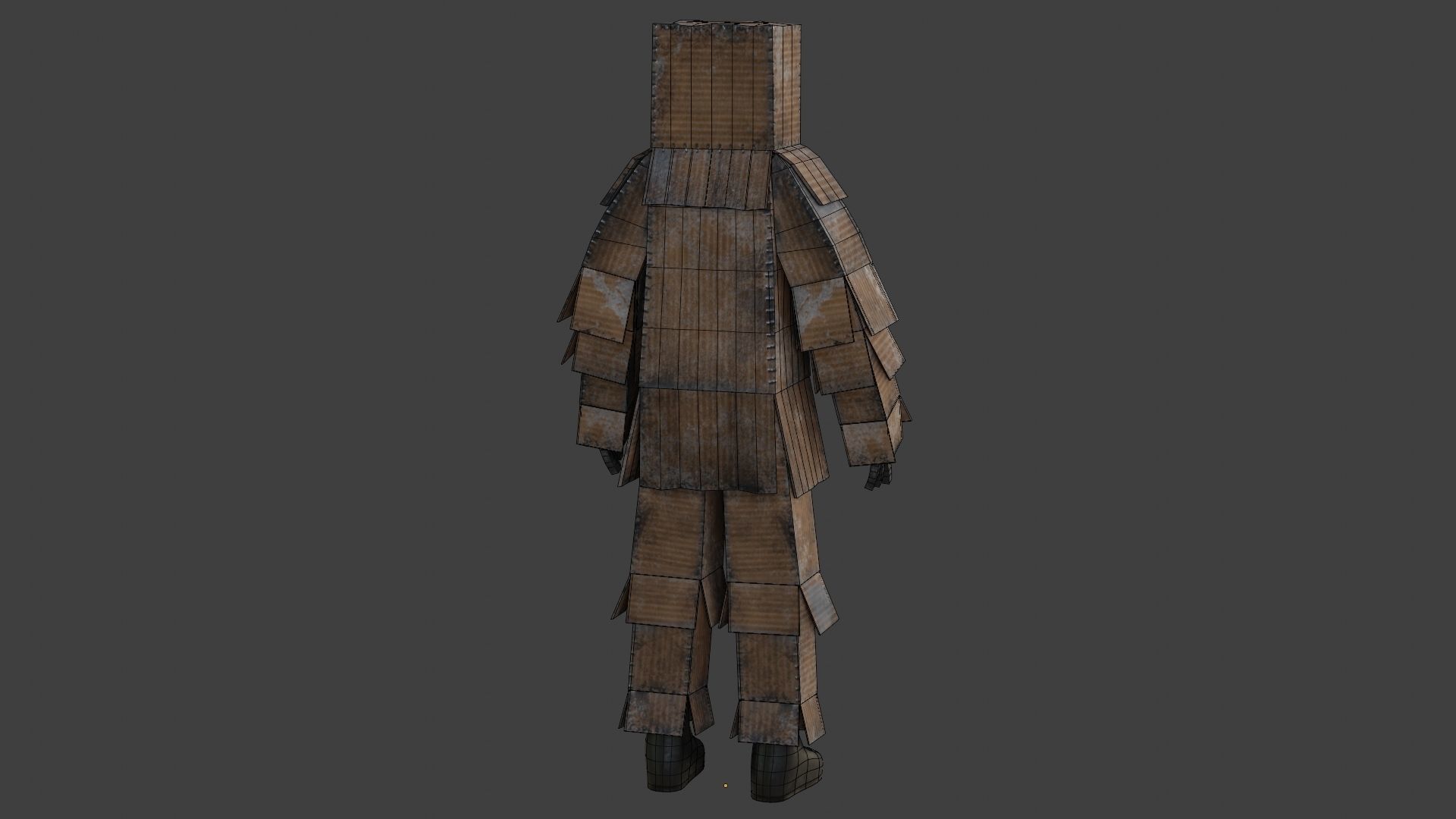 Worn out lonely box man  Low-poly 3D model_37