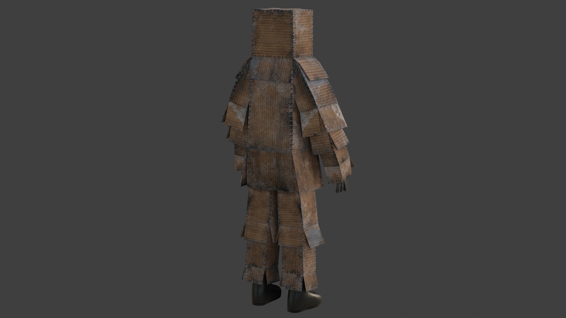 Worn out lonely box man  Low-poly 3D model_12