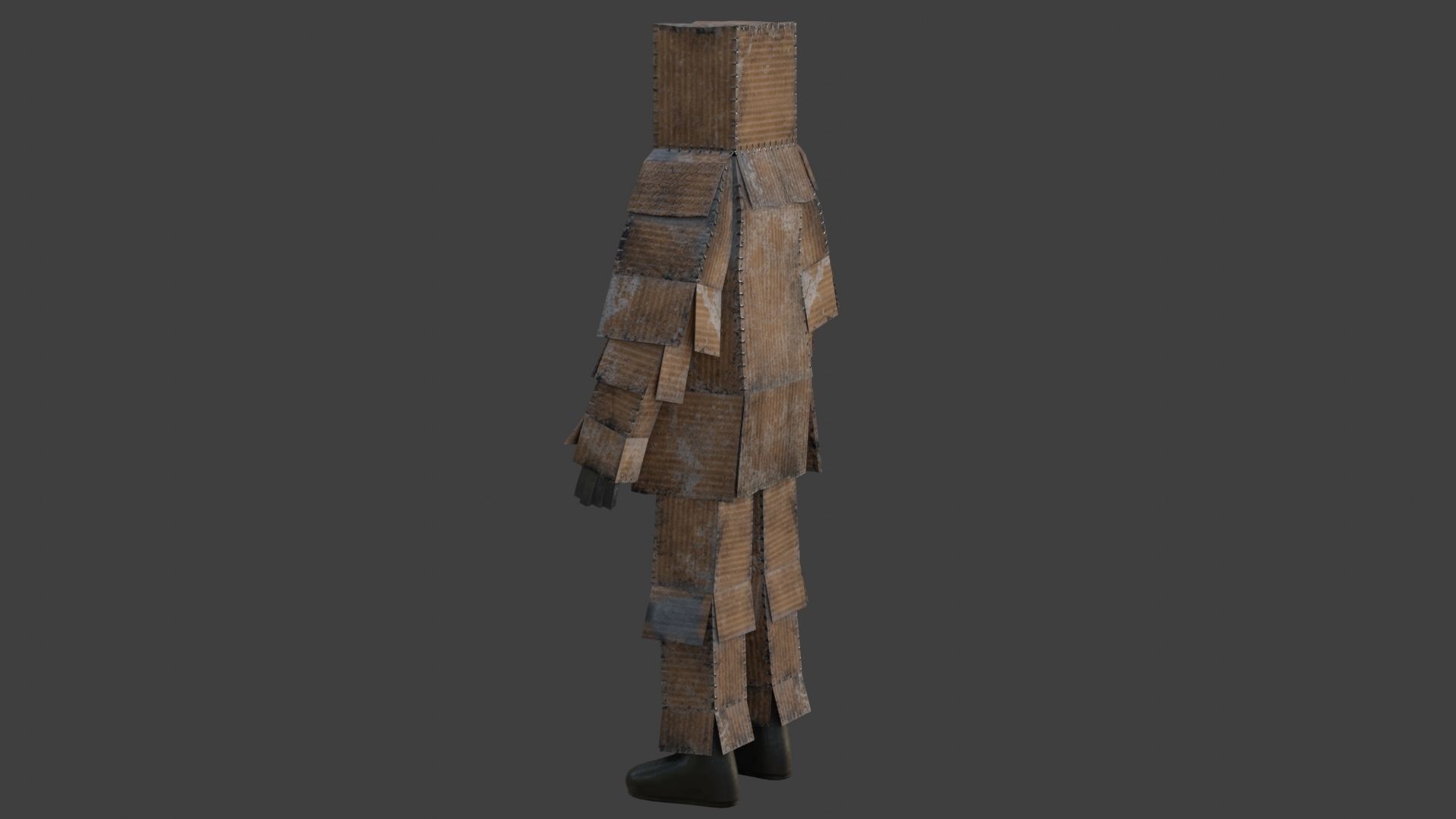 Worn out lonely box man  Low-poly 3D model_18