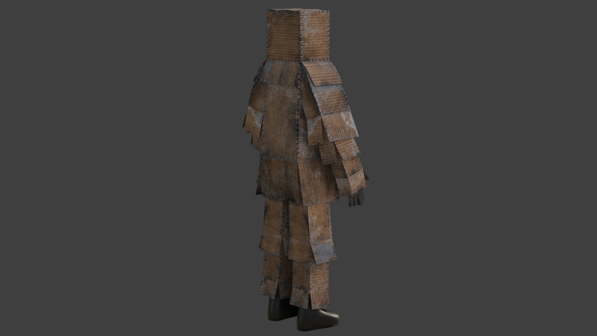 Worn out lonely box man  Low-poly 3D model_11