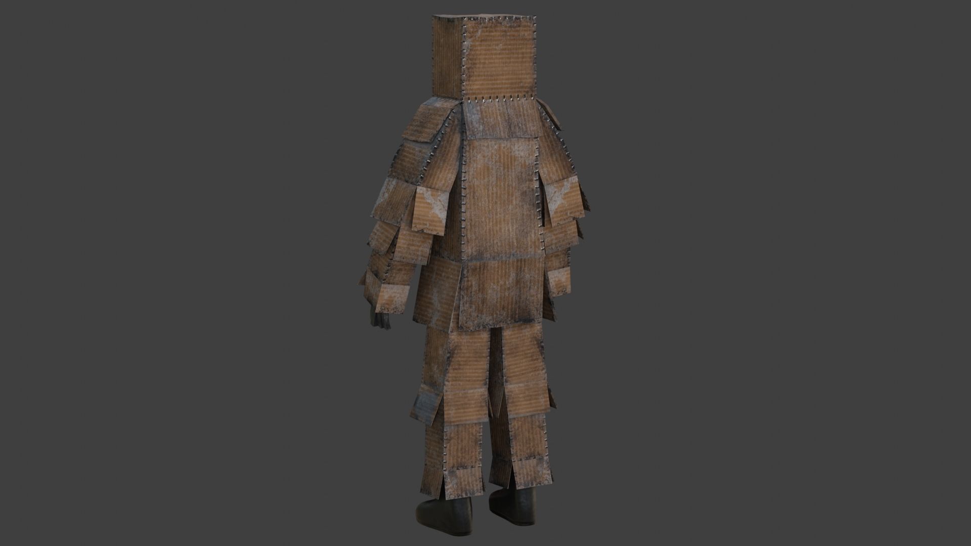 Worn out lonely box man  Low-poly 3D model_16