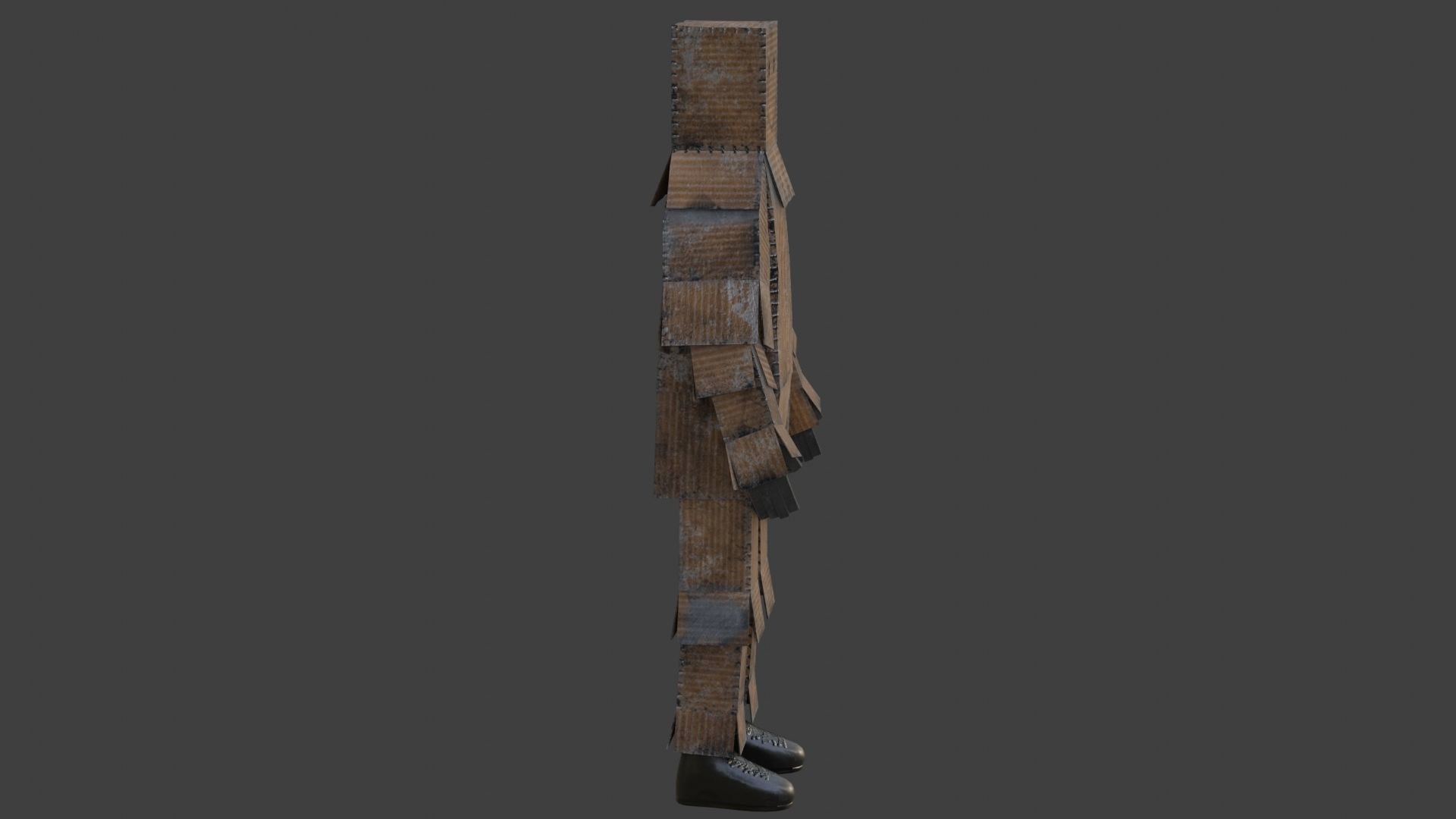 Worn out lonely box man  Low-poly 3D model_8