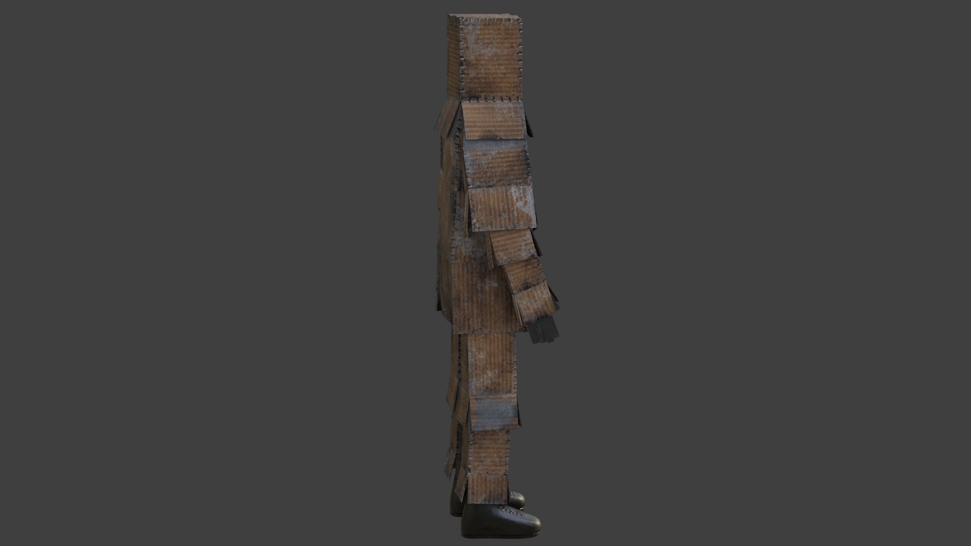 Worn out lonely box man  Low-poly 3D model_9