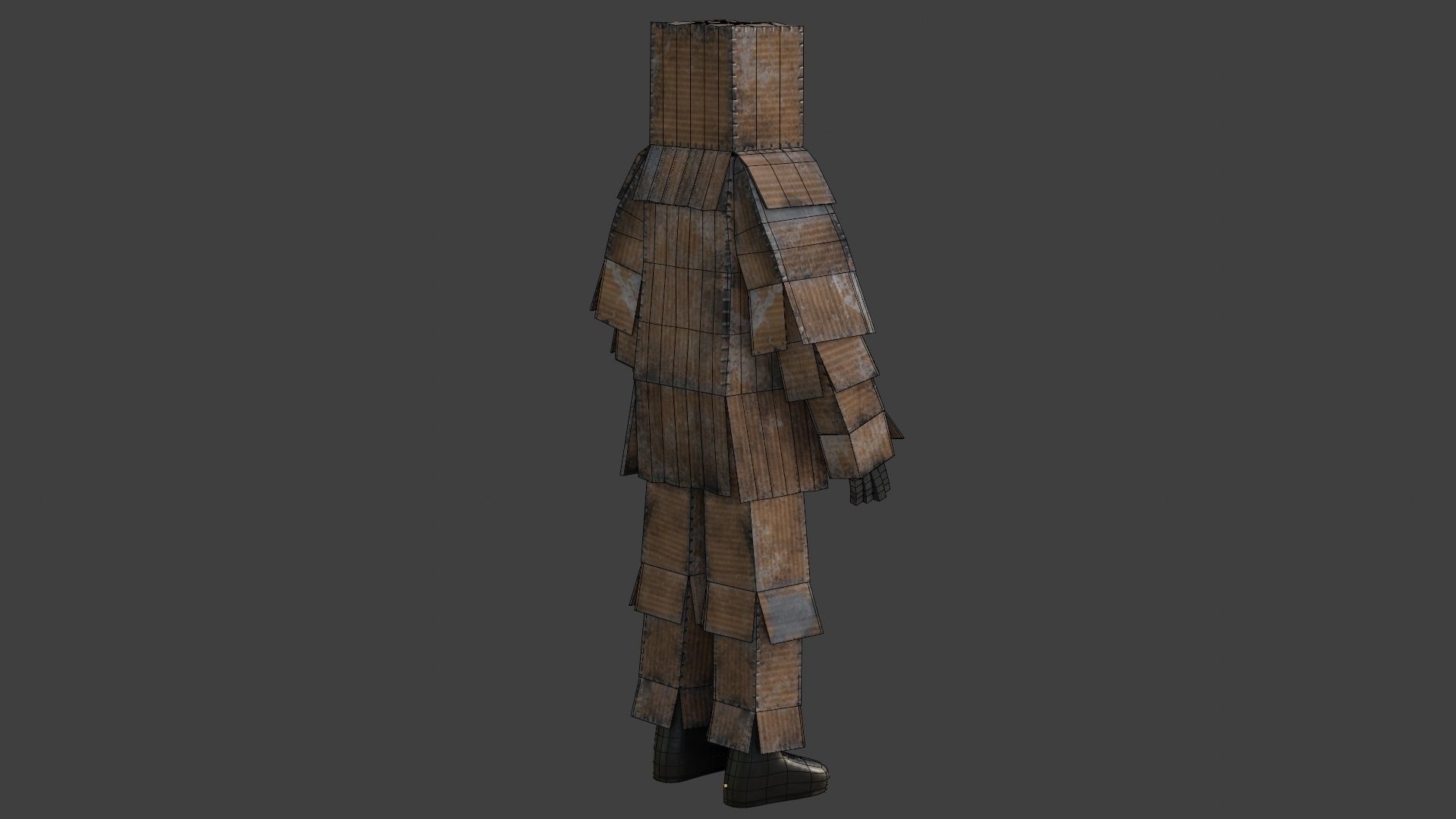 Worn out lonely box man  Low-poly 3D model_35