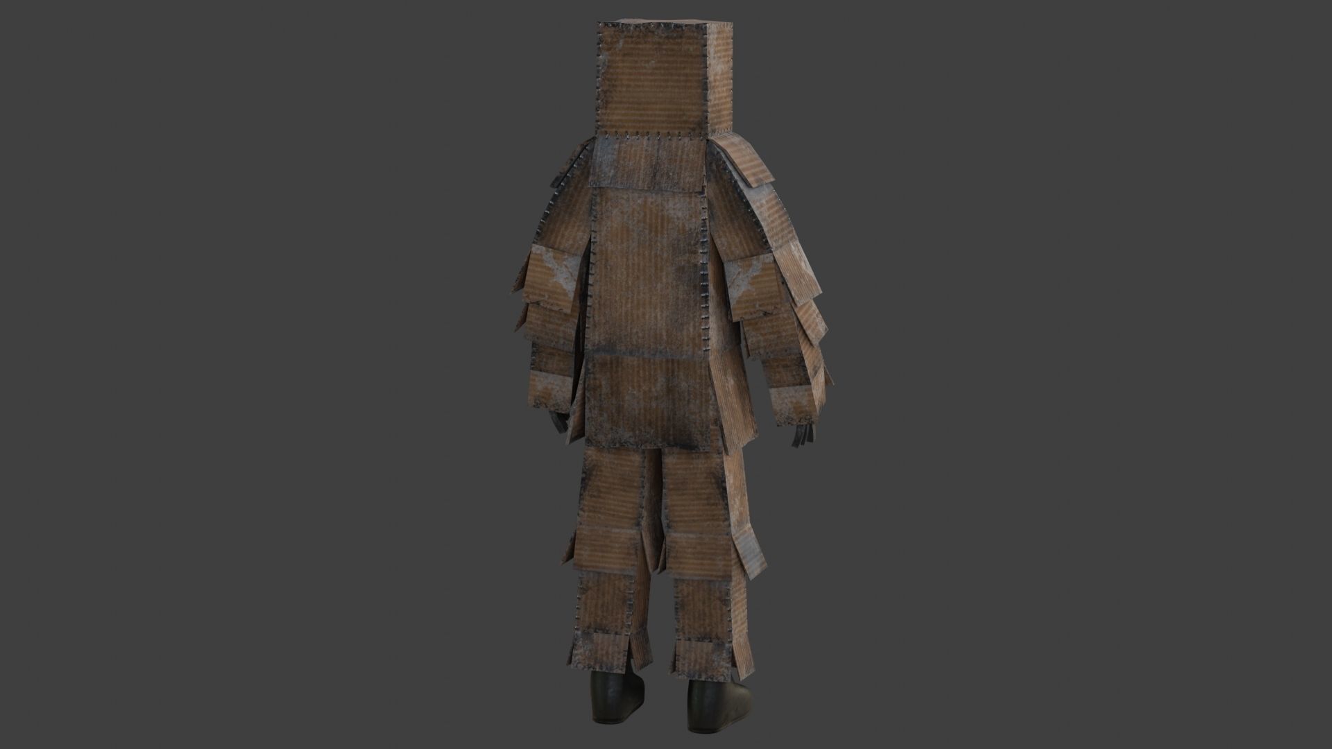 Worn out lonely box man  Low-poly 3D model_13