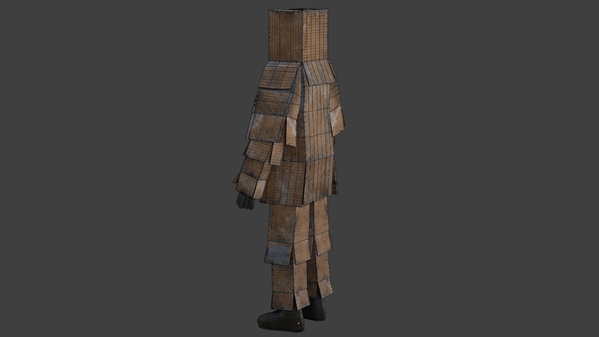 Worn out lonely box man  Low-poly 3D model_42