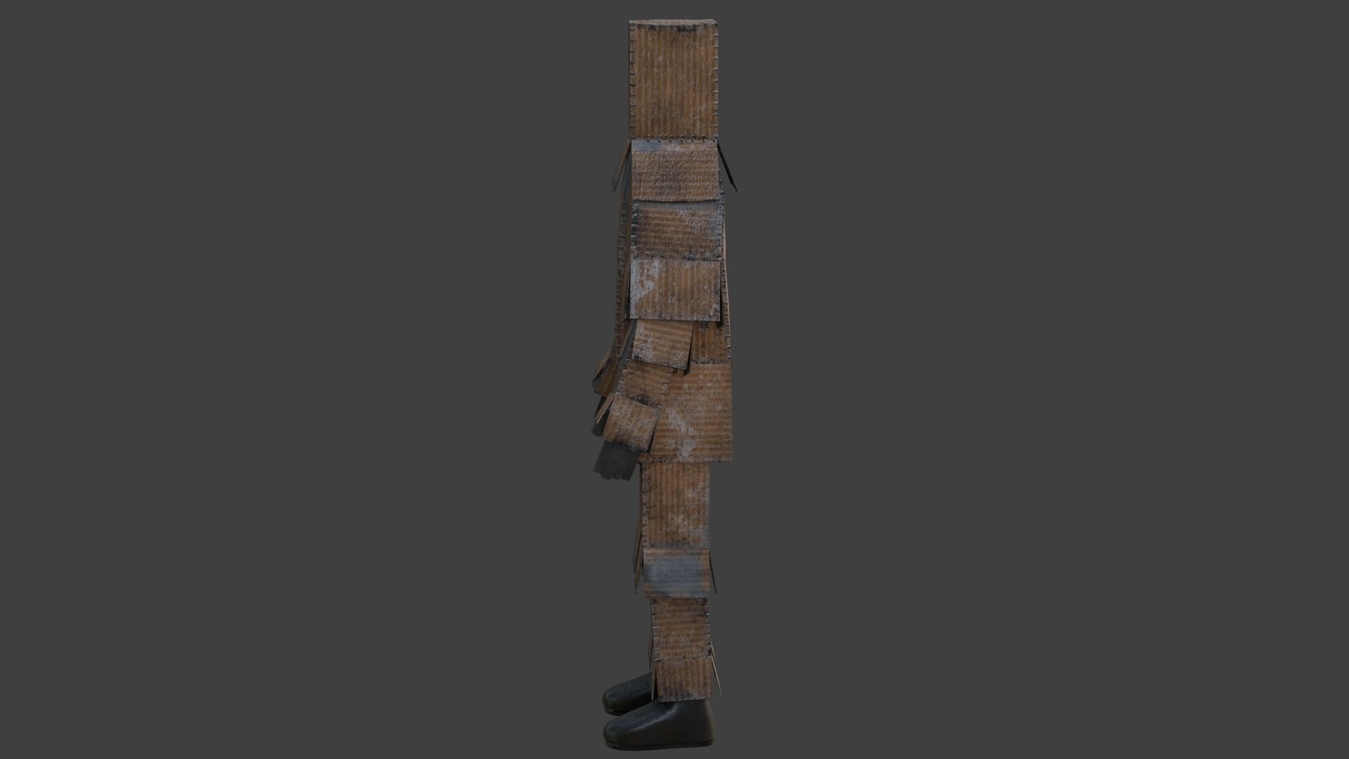 Worn out lonely box man  Low-poly 3D model_20