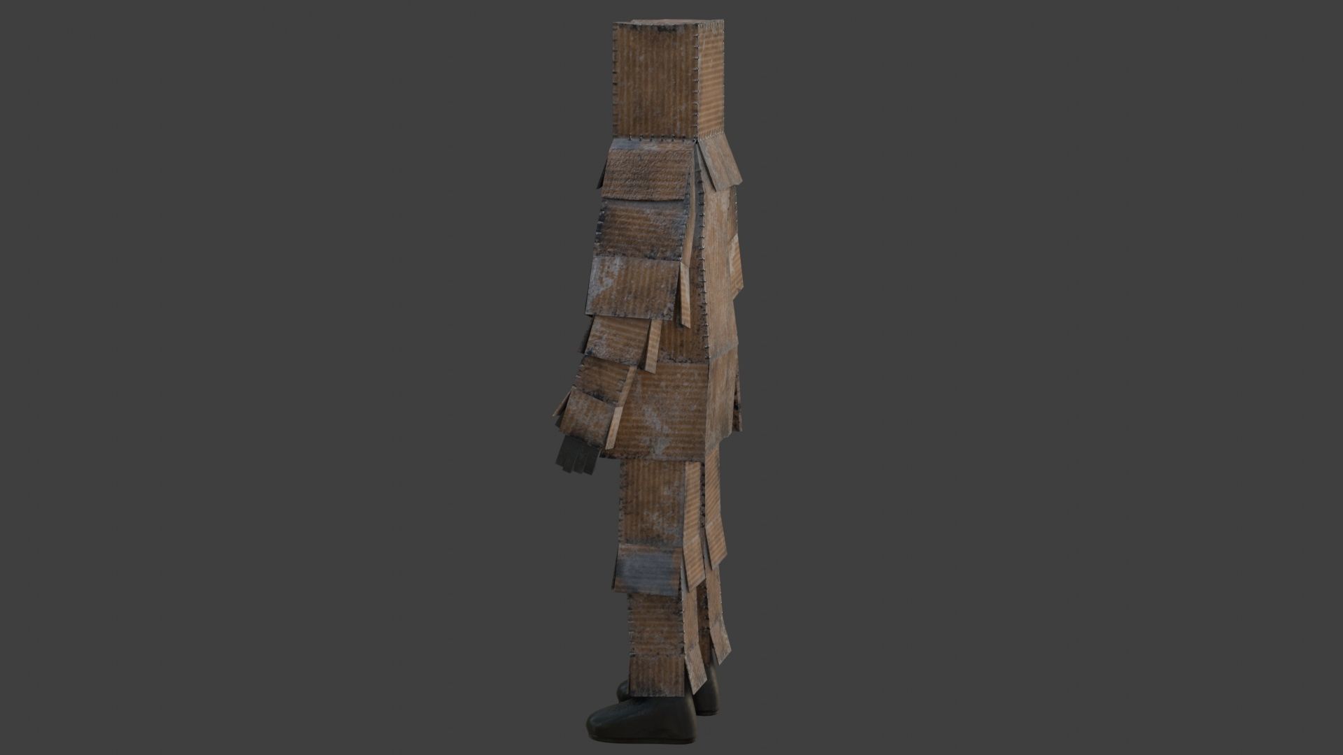 Worn out lonely box man  Low-poly 3D model_19