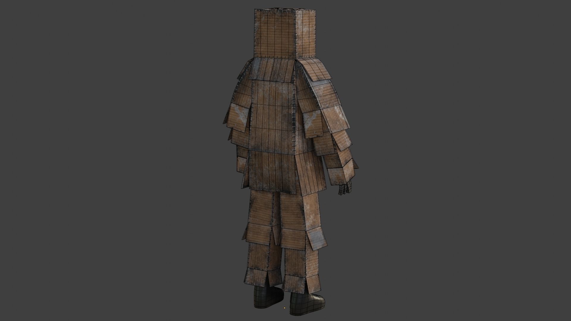 Worn out lonely box man  Low-poly 3D model_36