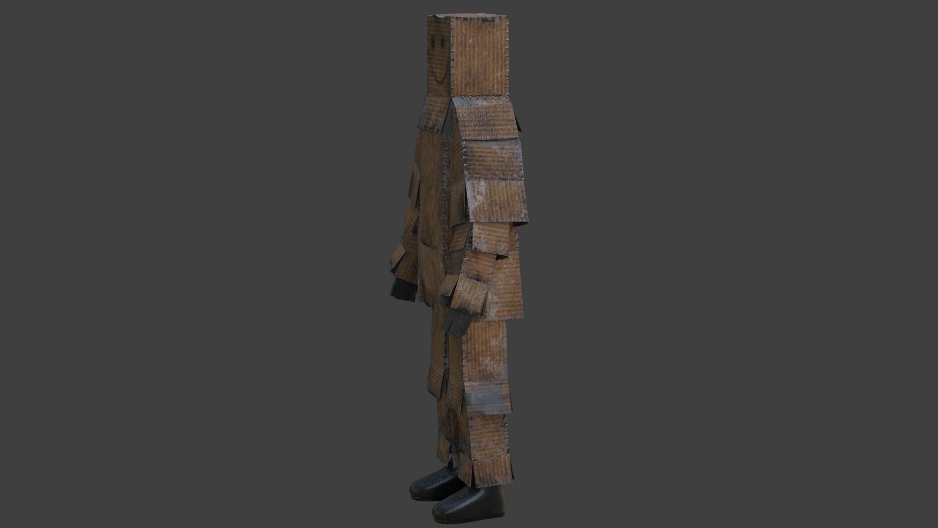 Worn out lonely box man  Low-poly 3D model_21
