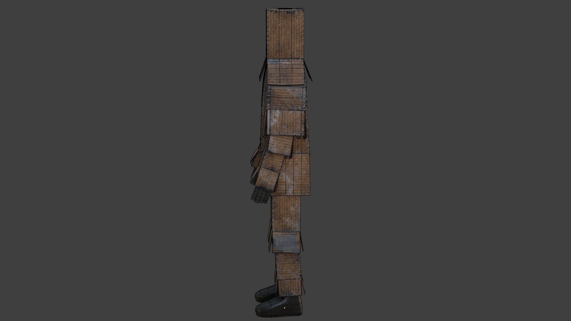 Worn out lonely box man  Low-poly 3D model_44