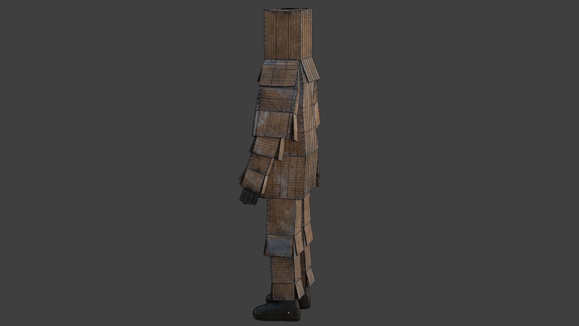 Worn out lonely box man  Low-poly 3D model_43