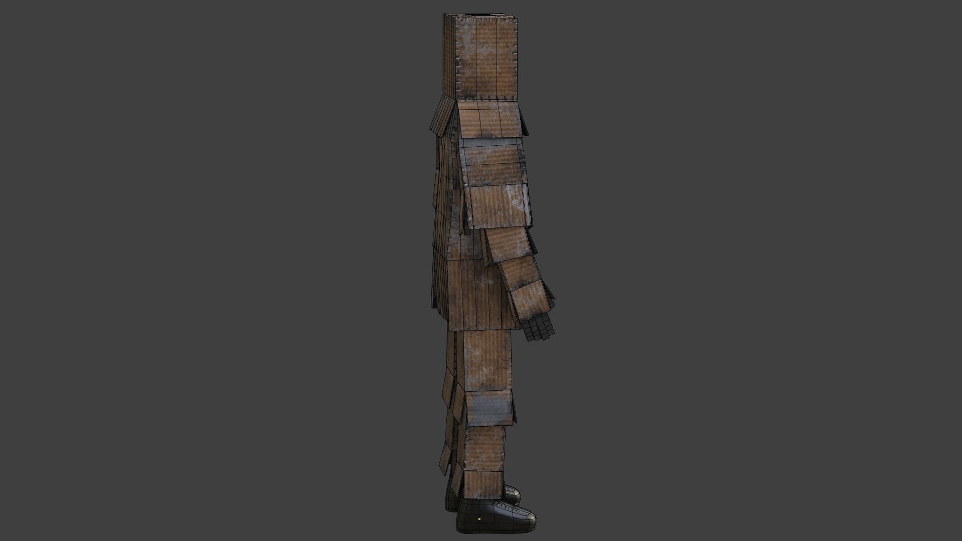 Worn out lonely box man  Low-poly 3D model_33