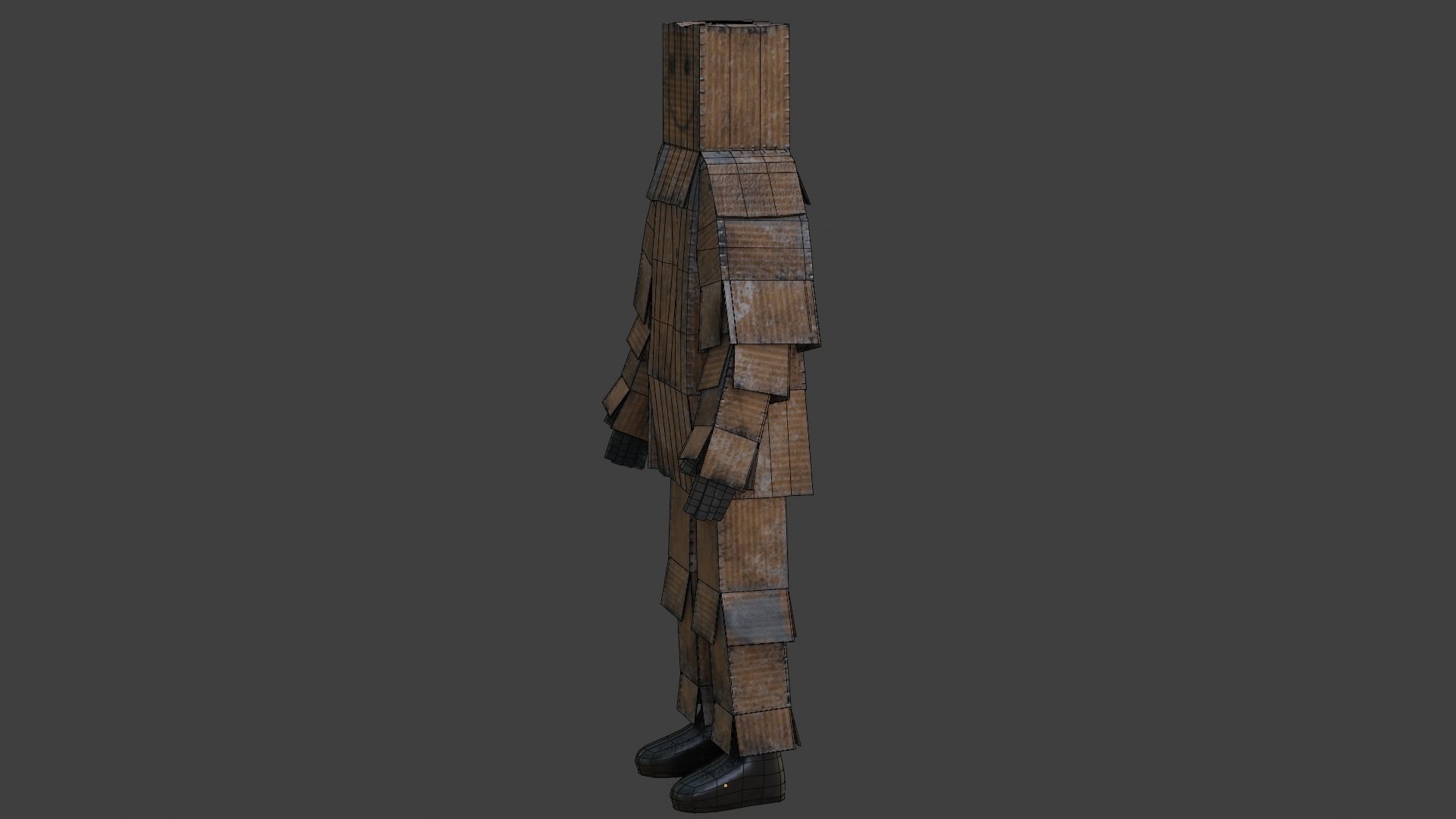 Worn out lonely box man  Low-poly 3D model_45