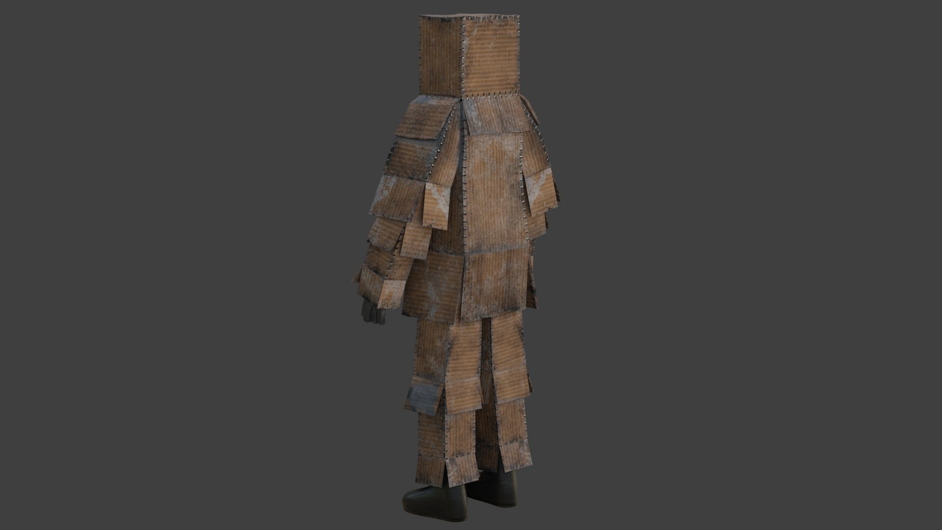 Worn out lonely box man  Low-poly 3D model_17