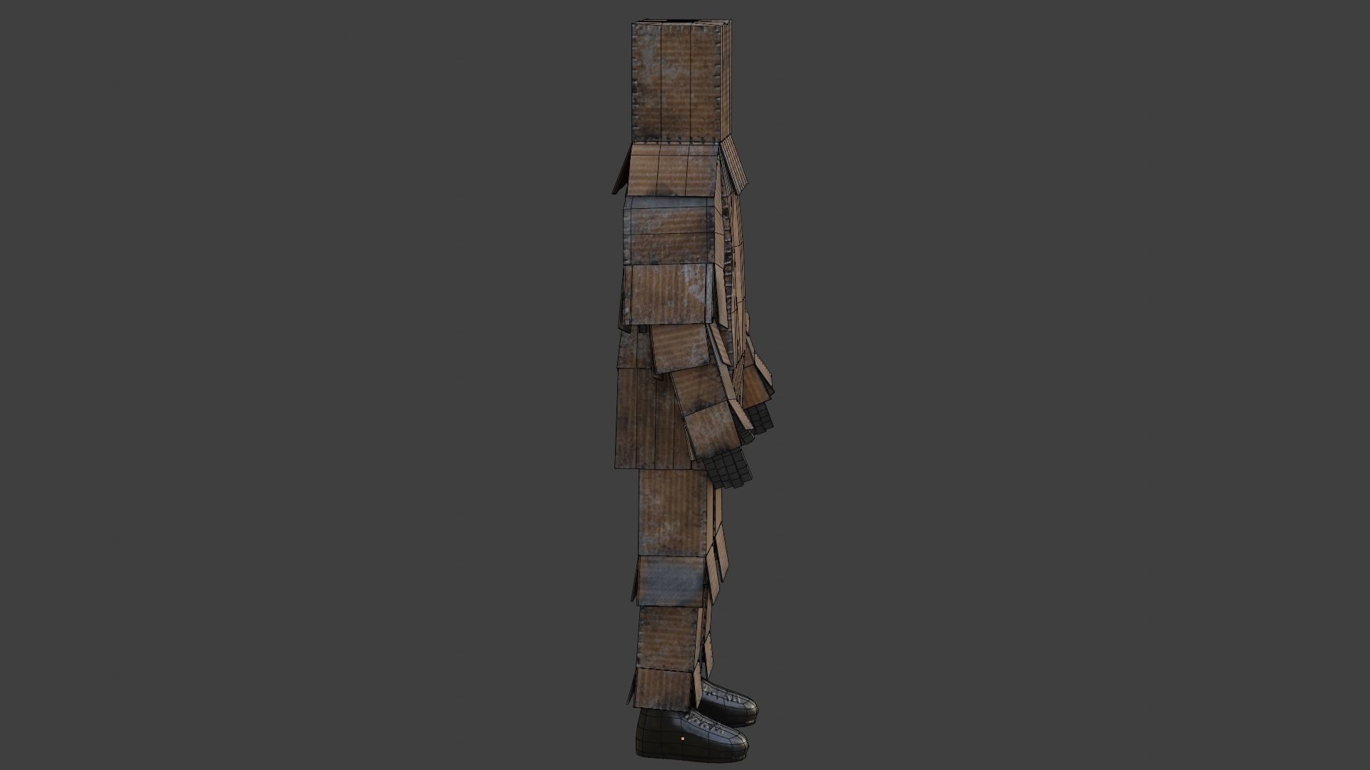Worn out lonely box man  Low-poly 3D model_32
