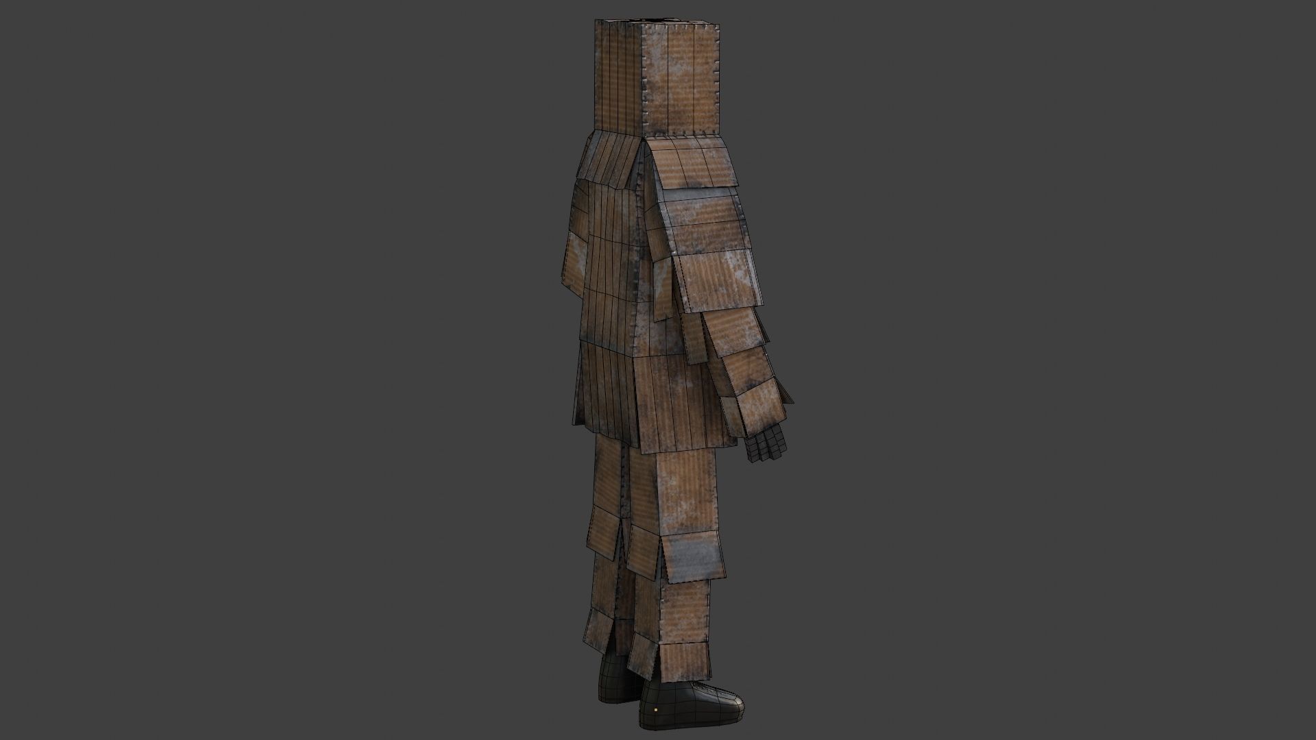 Worn out lonely box man  Low-poly 3D model_34